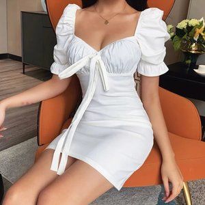 Puff Sleeve Sweetheart Neckline Dress